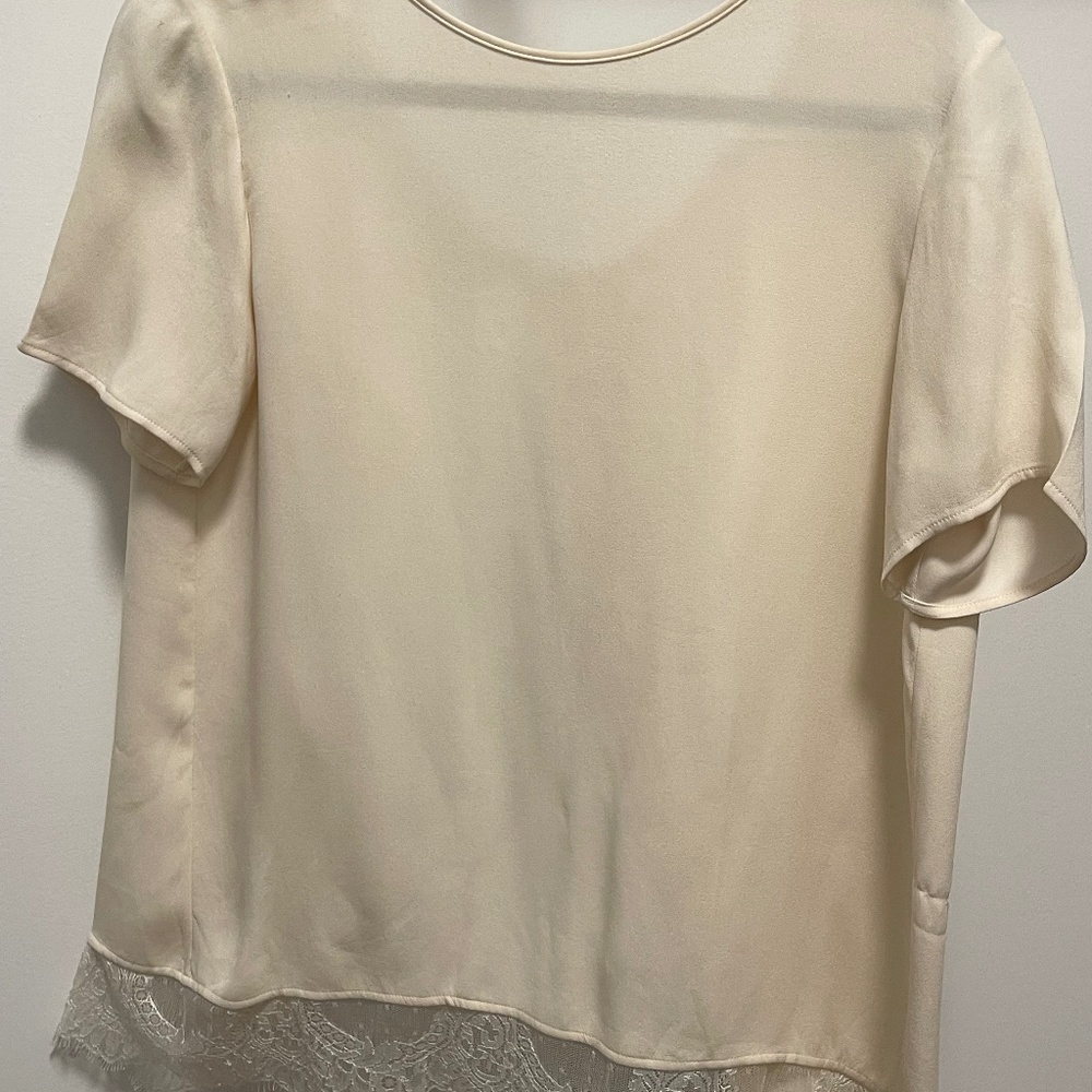 Tome Cream Open-Back Blouse with Lace NWOT